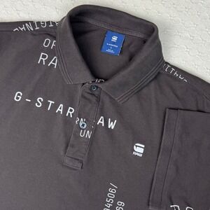 G-Star RAW Dunda Slim AO Polo Shirt Men Large Graphic Logo AOP Print Sustainable